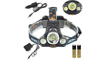 купите Светодиодный налобный фонарь Boruit HL-720 (Cree XML T6 + 2 Q5) 2200 люмен в Красноярске
