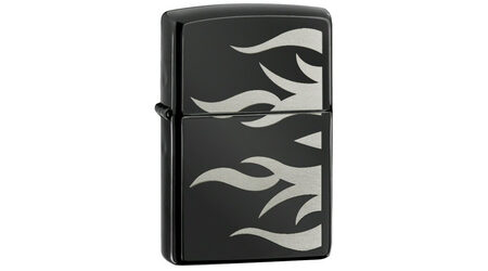 Зажигалка Zippo 24951 Ebony Tattoo Flame (черный глянец с металлическими языками пламени)