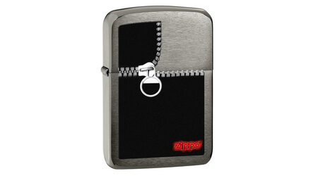 Зажигалка Zippo 28326 Zipped Black Ice (тонированная цирконием крупнозернистая шлифовка хрома, рисунок замка-молнии)