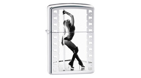 Зажигалка Zippo 28448 Stripper Pole High Polish Chrome (зеркальный хром, фото девушки у стрип-шеста)