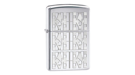 Зажигалка Zippo 28624 Playboy Geometric Rabbit Heads High Polish Chrome (зеркальный хром, гравированная текстура с символом Playboy)