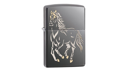 Зажигалка Zippo 28645 Running Horse Black Ice (тонированный цирконием зеркальный хром, оксидированный рисунок лошади)