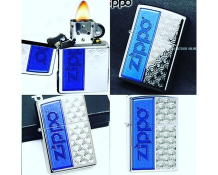 Купите зажигалку Zippo 28658 Blue Swirl with Zippo Logo High Polish Chrome (зеркальный хром, гравированный орнамент, логотип Зиппо) в интернет-магазине