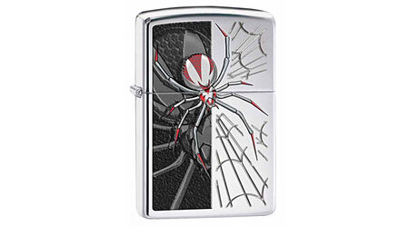 Зажигалка Zippo 28795 Spider and Web High Polish Chrome (зеркальный хром, гравировка паука на паутине, цветная заливка)