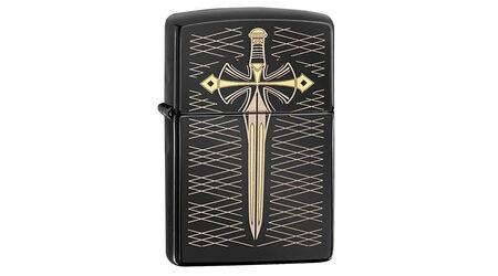 Зажигалка Zippo 28799 Gold Sword Ebony (черный глянец, гравировка меча с золочением)