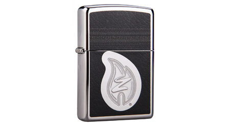 Зажигалка Zippo 28800 Leather Stitching with Z Flame High Polish Chrome (зеркальный хром, тиснение кожей, гравировка пламени Зиппо)