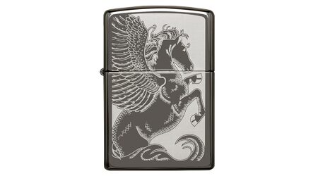 Зажигалка Zippo 28802 2-Sided Pegasus Black Ice (тонированный цирконием зеркальный хром, гравировка Пегаса с обеих сторон, орнамент)